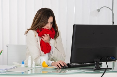 Sick Businesswoman Work-related Illnesses in the office